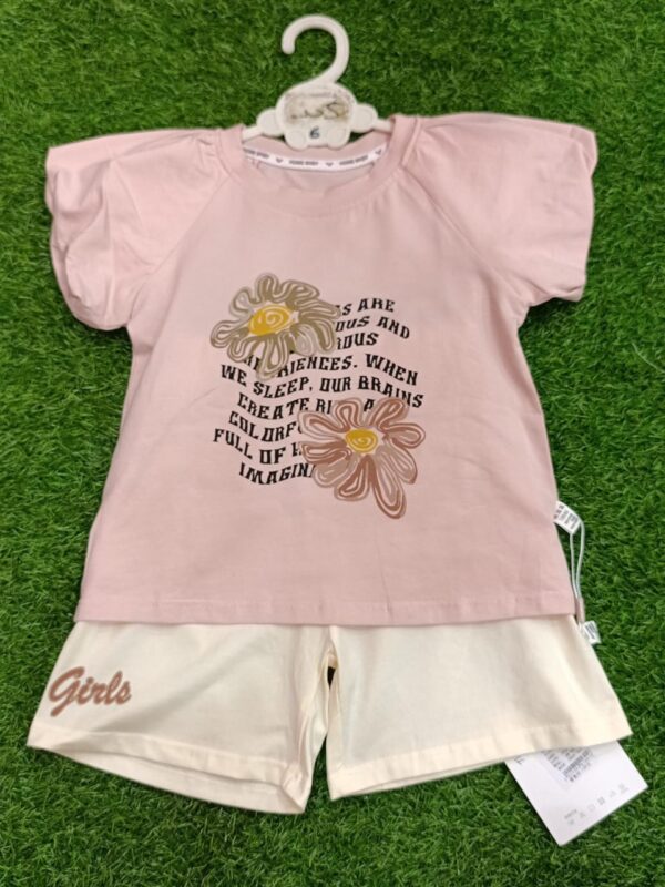 Floral Summer Baby Girl Set - Top & Shorts (White & YellowZ) (Copy) - Image 3