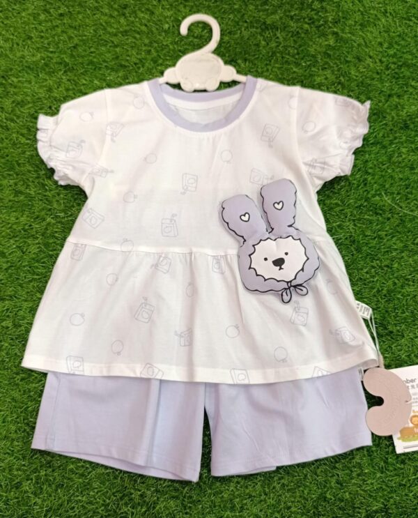 Floral Summer Baby Girl Set - Top & Shorts (White & YellowZ) (Copy) - Image 4