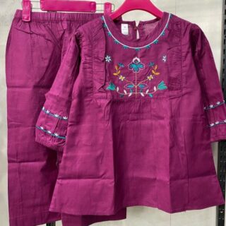 BlossomCharm™ Kids' Embroidered Kurti Set – Grace in Every Thread