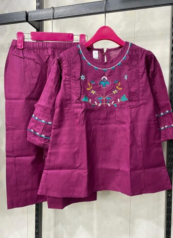 BlossomCharm™ Kids' Embroidered Kurti Set – Grace in Every Thread